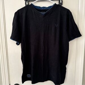 Black Tee with Blue Accents